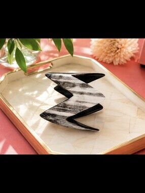 Black and White Zigzag cuf  Horn Bracelet